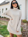 Changing Locations Beige Turtleneck Sweater Dress