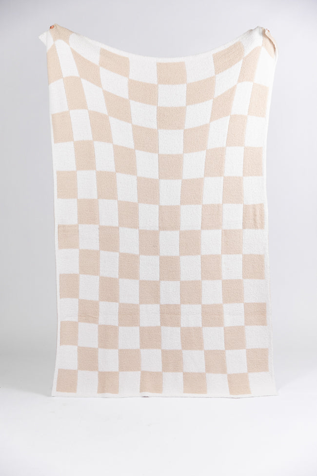 Make Me Believe Taupe Checkered Blanket