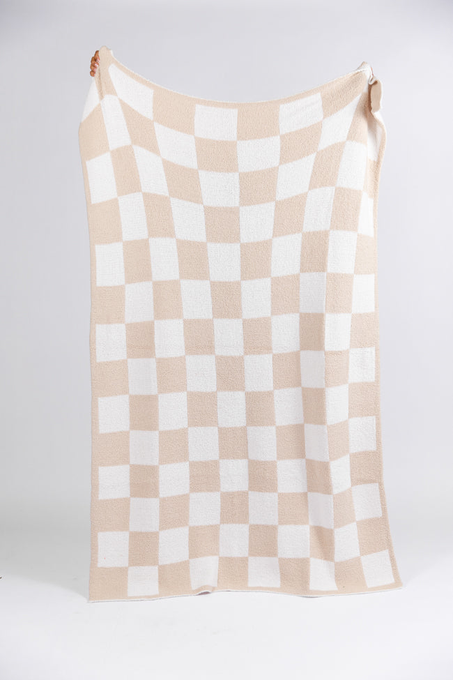 Make Me Believe Taupe Checkered Blanket