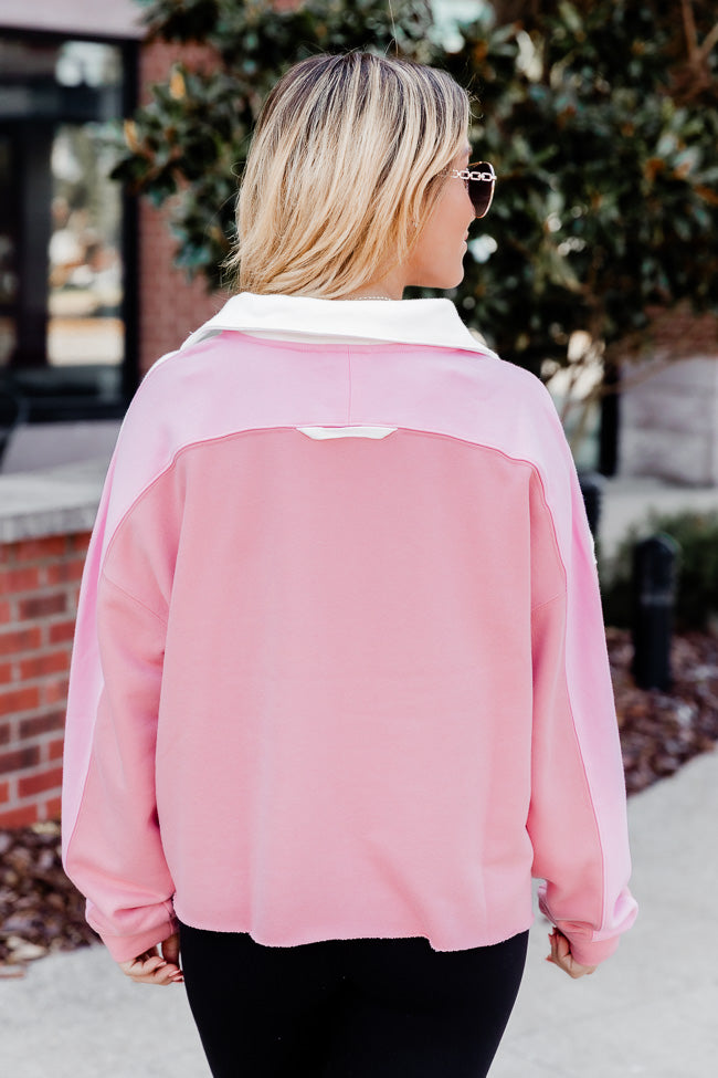Jump Right In Pink Colorblock Quarter Zip Pullover