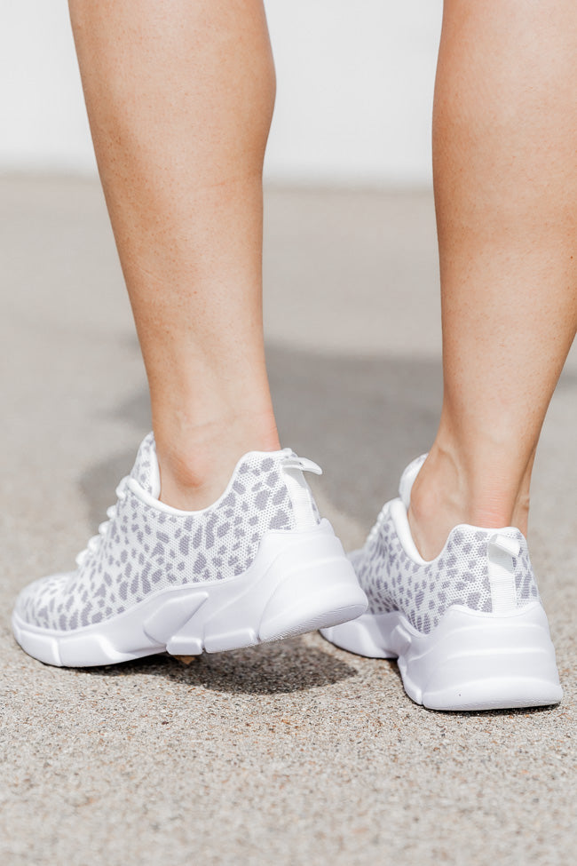 Mikala Grey and White Leopard Print Sneakers FINAL SALE