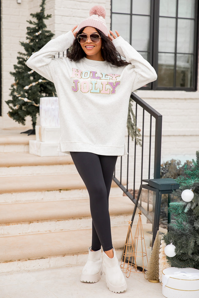 Holly And Jolly Chenille Patch Graphic Sweatshirt