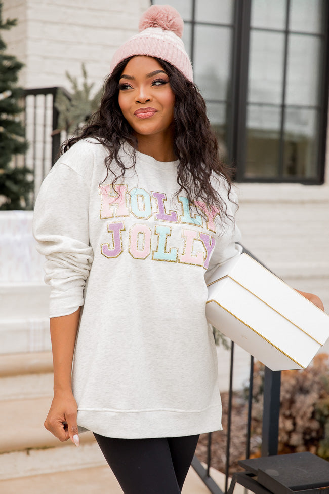 Holly And Jolly Chenille Patch Graphic Sweatshirt