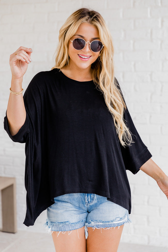 In My Element Black Basic Flowy Tee