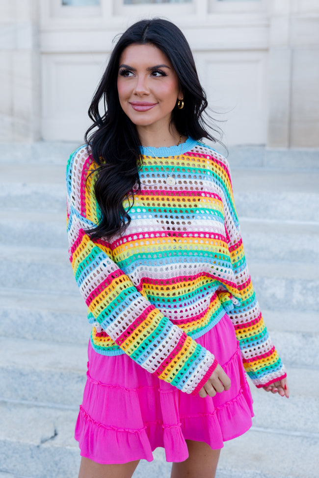Chasing Rainbows Crochet Sweater SALE