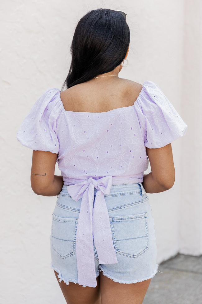 Wish You The Best Purple Puff Sleeve Eyelet Blouse FINAL SALE