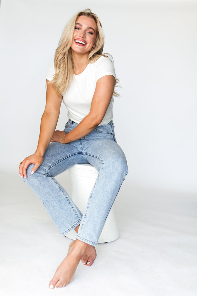 Megan Light Wash Straight Leg Mom Jeans