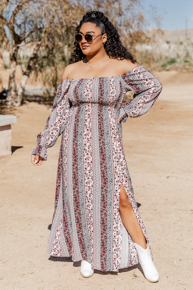 Long sleeve paisley cheap maxi dress