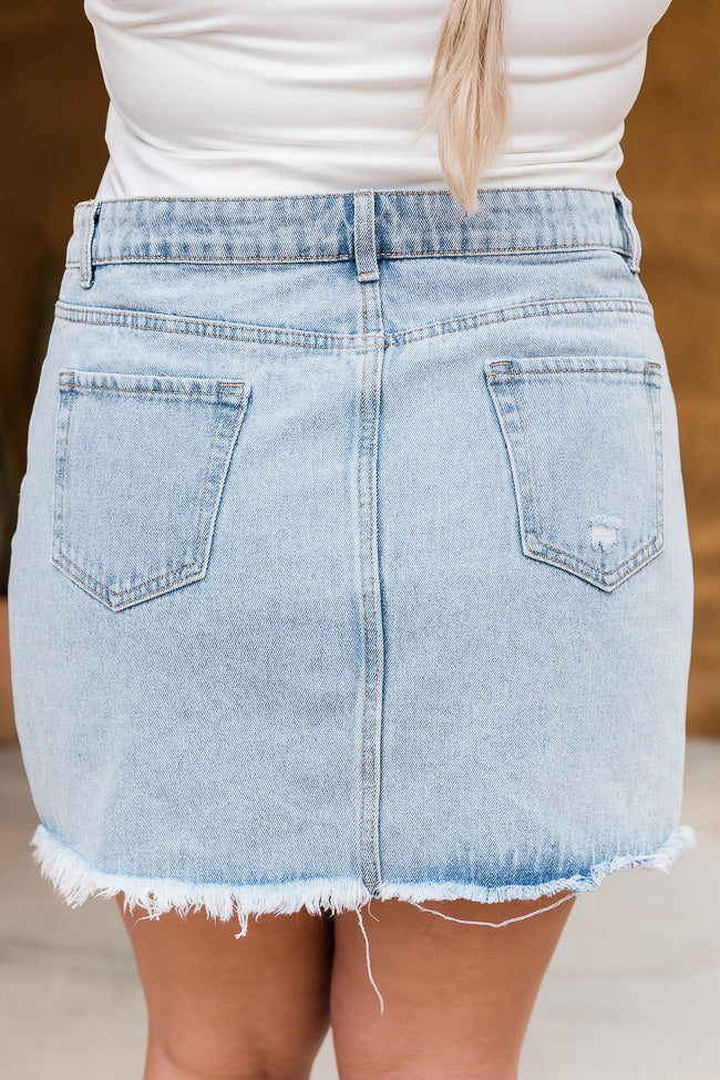Don't Think Twice Light Wash Distressed Denim Skirt FINAL SALE – Pink Lily
