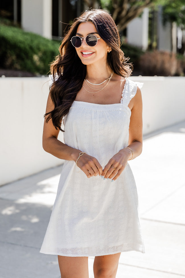 White Eyelet Dress with Belt