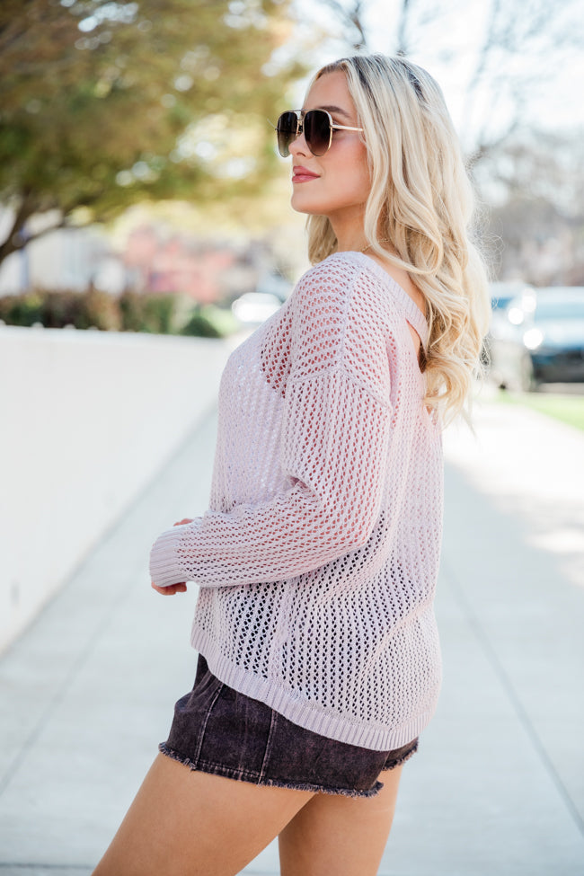 Sails On The Horizon Open Knit Taupe Sweater