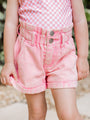 Kid's All The Pretty Girls Pink Paperbag Acid Wash Shorts FINAL SALE