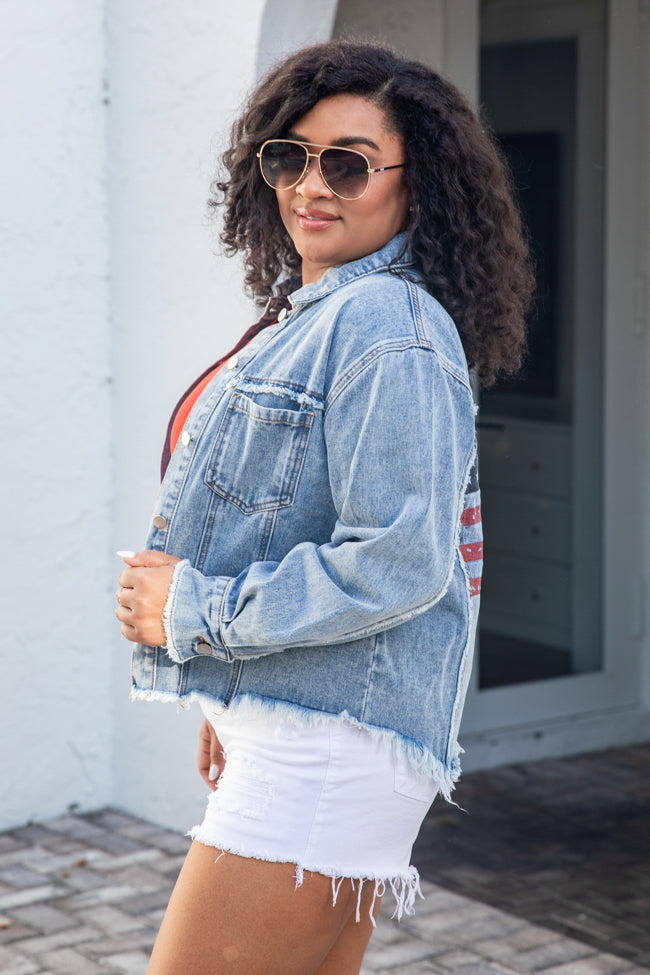 Get Oliver Printed Denim Jacket | Lovegen