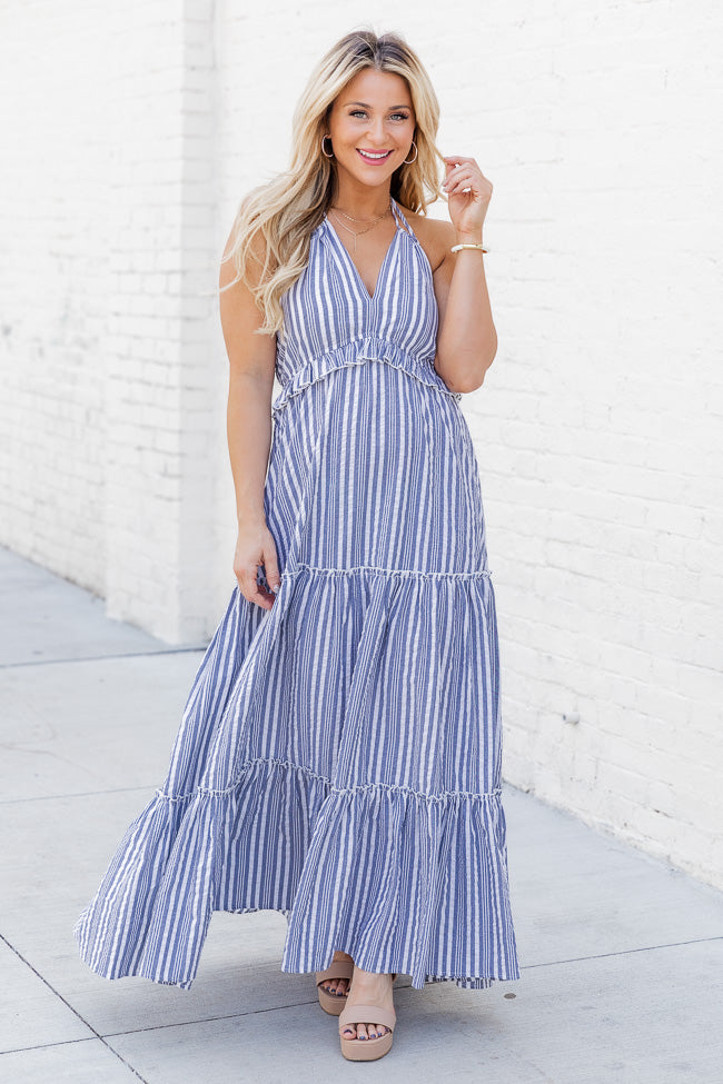 All I Want Is You Blue Striped Maxi Dress