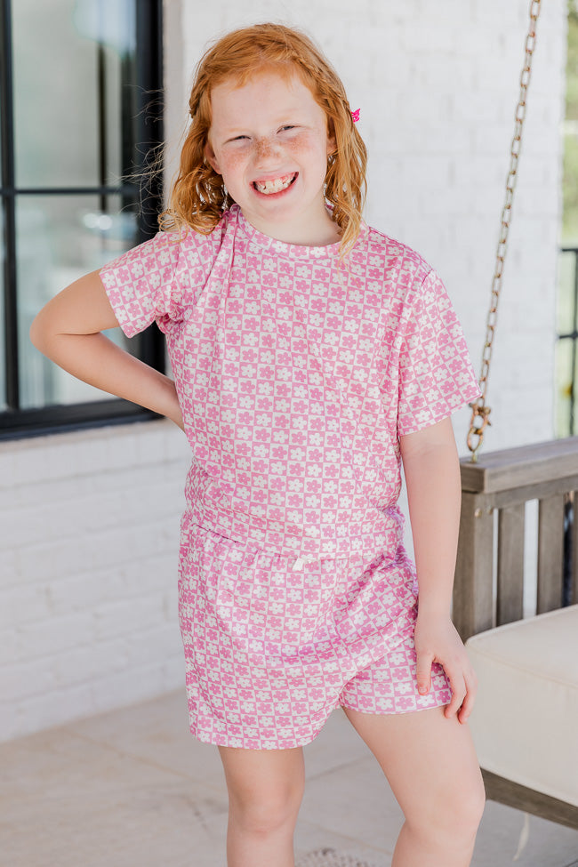 Crazy Daisy Kids Pink Checkered Pajama Shorts FINAL SALE