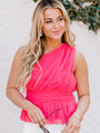 Here With Me Coral Peplum One Shoulder Tank FINAL SALE