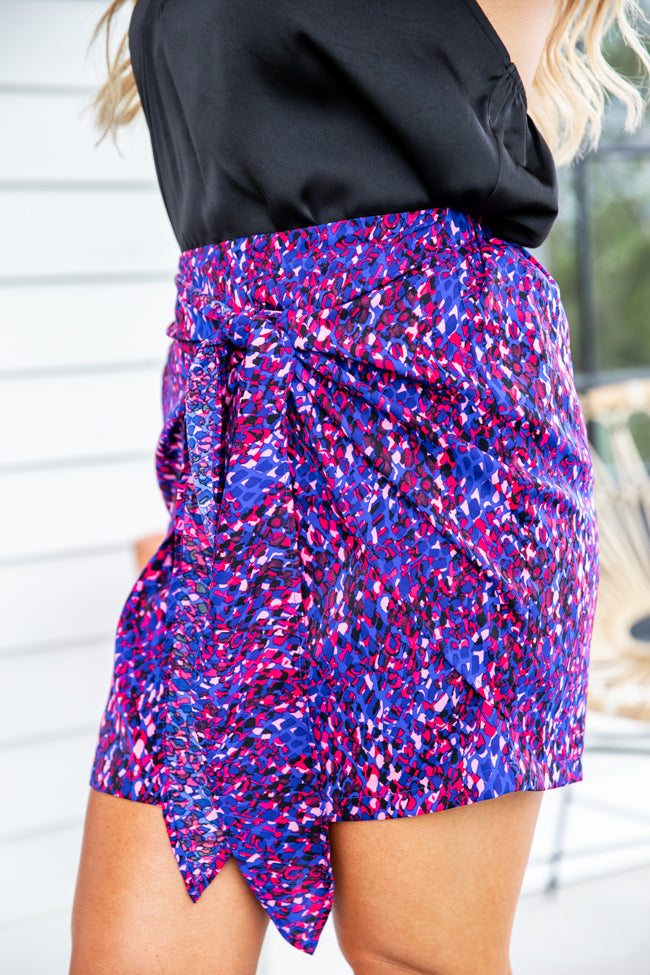 Take Me To The City Blue and Red Printed Tie Skirt FINAL SALE