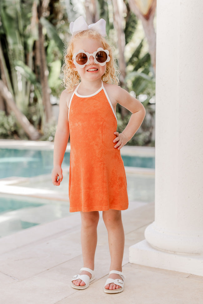 Kid's Reese Orange Terrycloth Halter Dress FINAL SALE