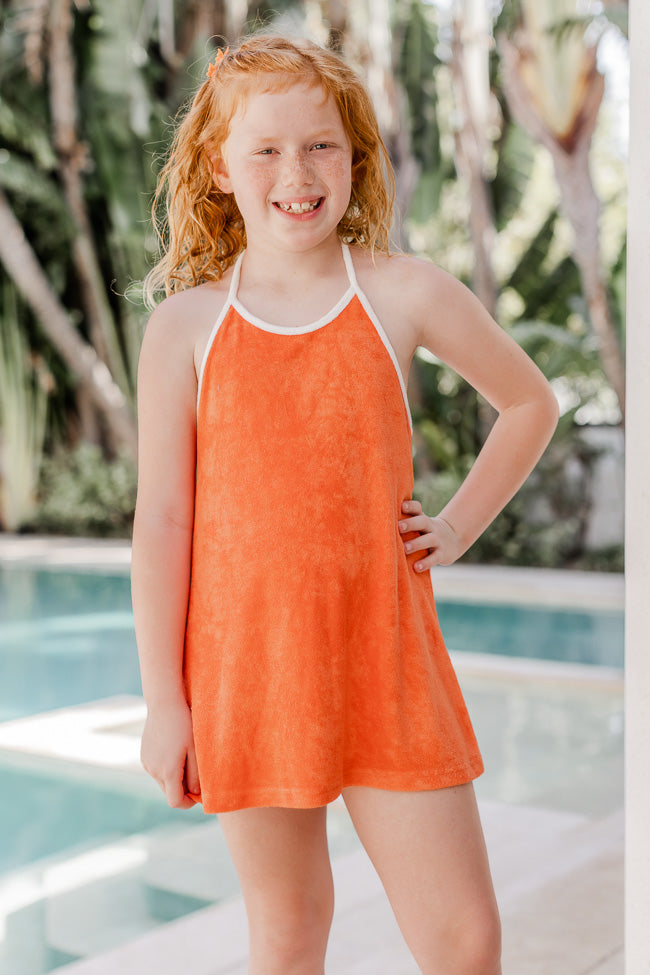 Reese Kids Orange Terrycloth Halter Dress