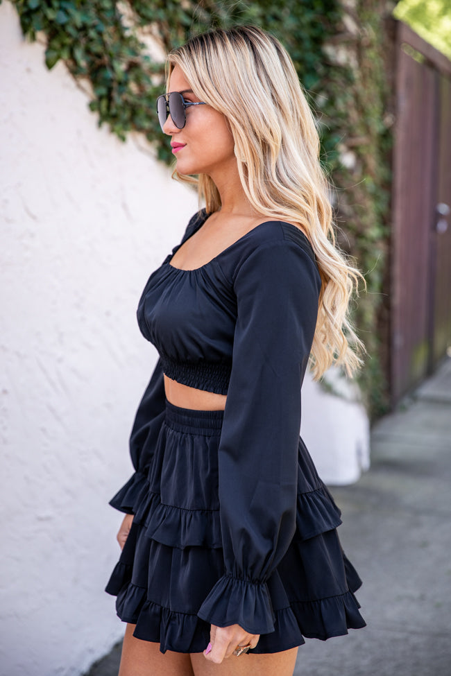 All I Ask Black Long Sleeve Top and Skirt Set FINAL SALE