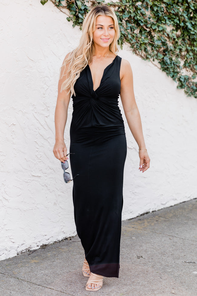 Where Are You Now Black Knit Maxi Dress FINAL SALE