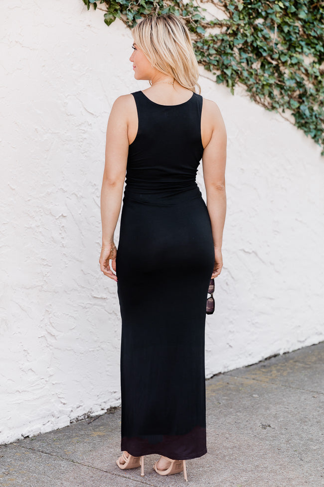 Where Are You Now Black Knit Maxi Dress FINAL SALE