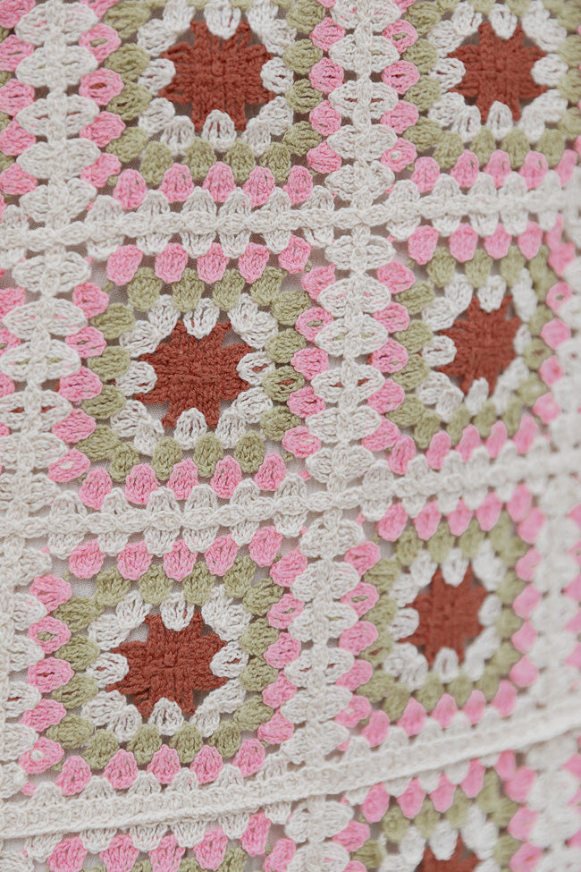 No Matter Where I Go Lined Multi Color Crochet Mini Dress FINAL SALE