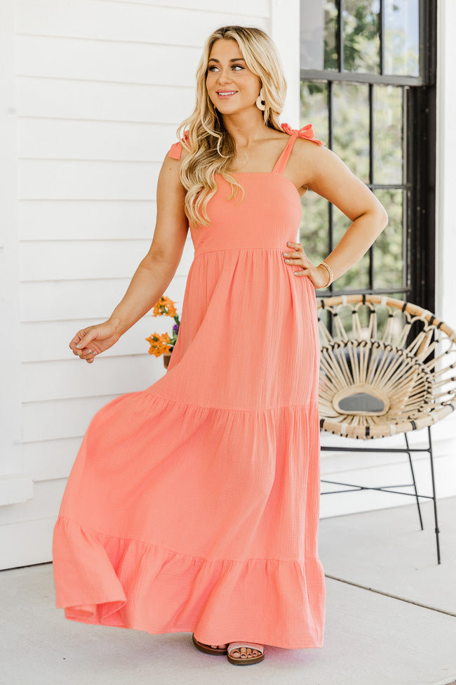 Coral maxi shop dress casual