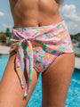 Diamond Girl Green Retro Floral Bikini Bottoms and Sarong FINAL SALE