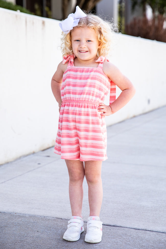 Born To See The World Girls Pink Striped Romper FINAL SALE