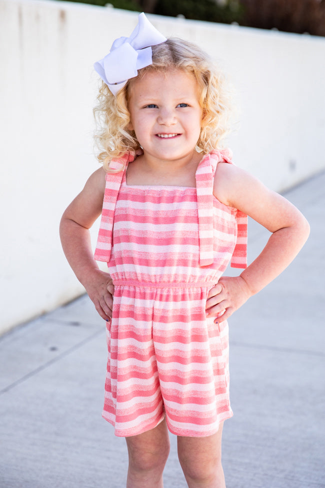 Born To See The World Girls Pink Striped Romper FINAL SALE