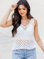 Hoping For Sunshine Cream Open Knit V-Neck Sweater Tank FINAL SALE