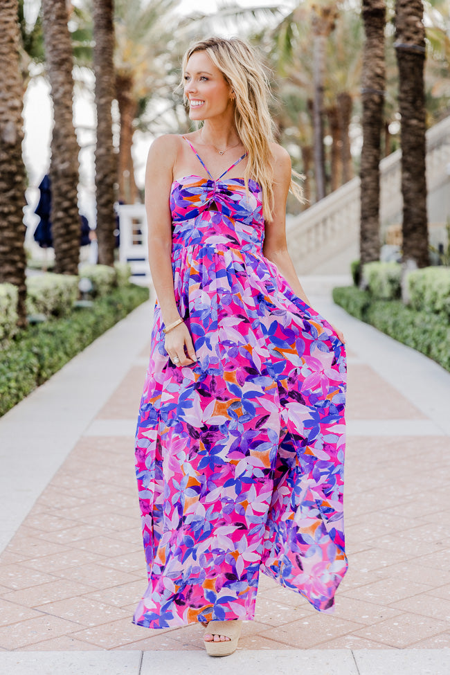 Soak In The Sun Purple Tropical Print Maxi Dress – Pink Lily