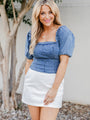 Go With Grace Medium Wash Chambray Crop Blouse FINAL SALE