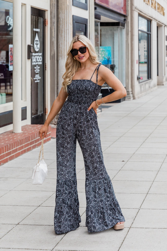 Aware of This Black Paisley Printed Flare Jumpsuit