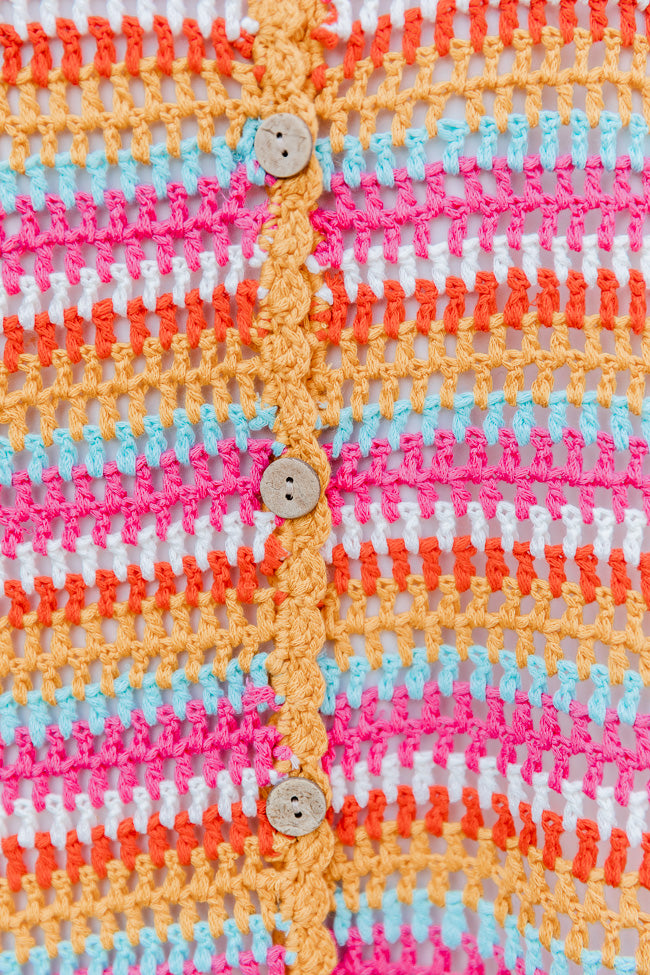 A Colorful Life Multi Stripe Crochet Mini Dress With Slip Lining