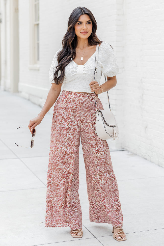 Finding Happiness Rust Printed Pants