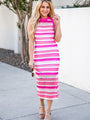 Beyond Compare Pink Multi Stripe Knit Midi Dress FINAL SALE