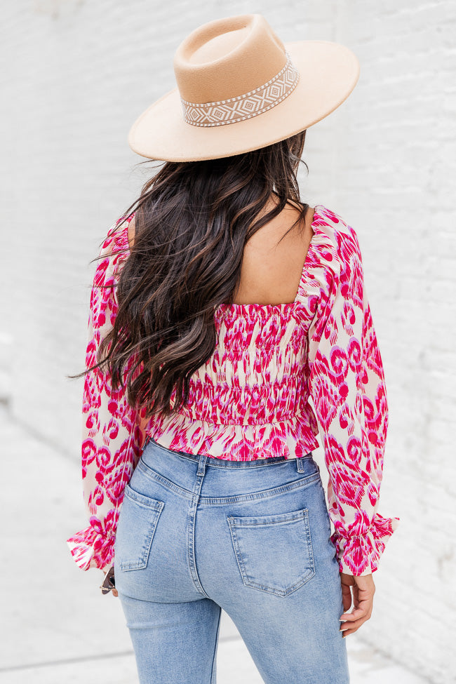 You're Gorgeous Pink Multi Printed Smocked Off The Shoulder Blouse
