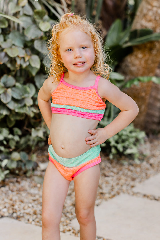 Kid's Do Not Disturb Coral Color Block Bikini Bottoms