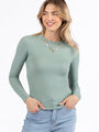 Make Your Choice Sage Ribbed Long Sleeve Tee