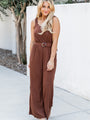 Talk A Lot Brown Tank Belted Jumpsuit FINAL SALE