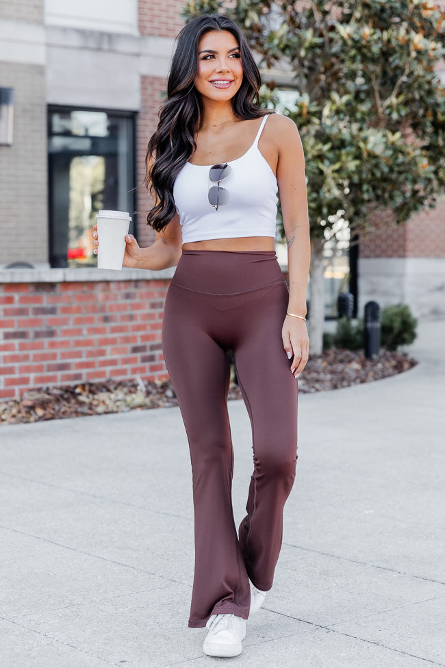 Believe In Yourself Brown Flare Leggings FINAL SALE – Pink Lily