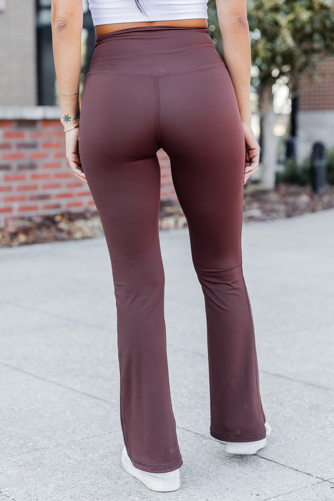Designer Flare Skinny Brown Flare Leggings For Women Full Length