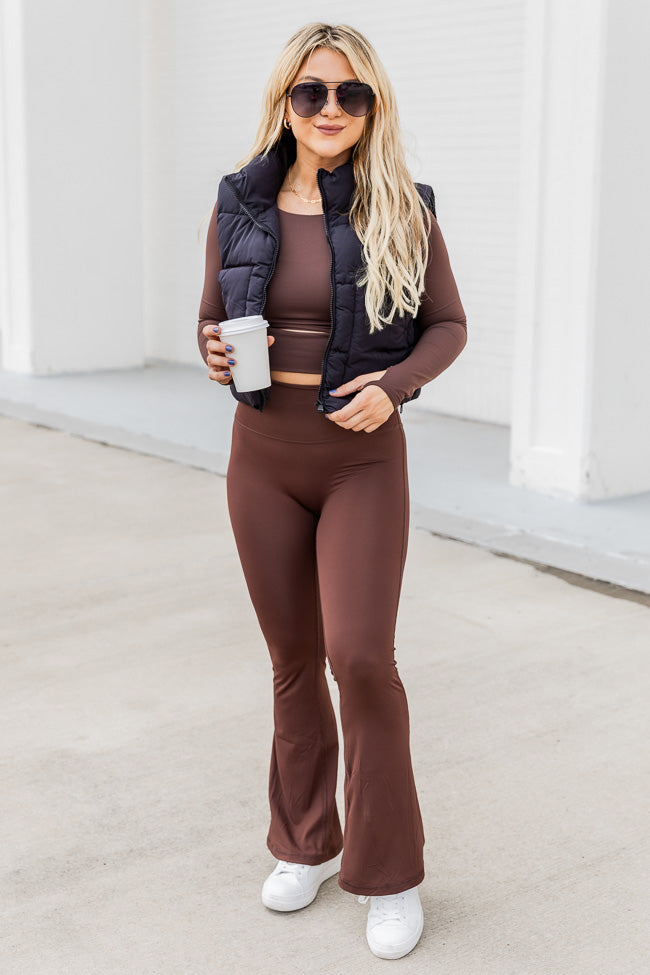Believe In Yourself Brown Flare Leggings FINAL SALE – Pink Lily