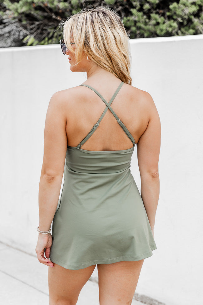 Progress Over Perfection Olive Active Dress