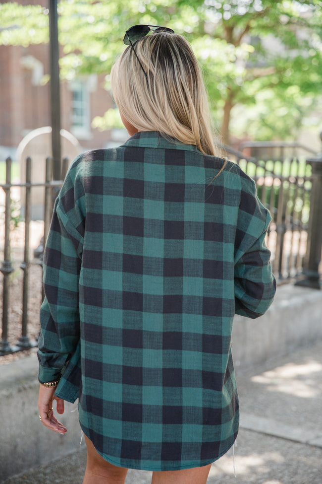 Made Me Realize Pine Plaid Button Front Shirt