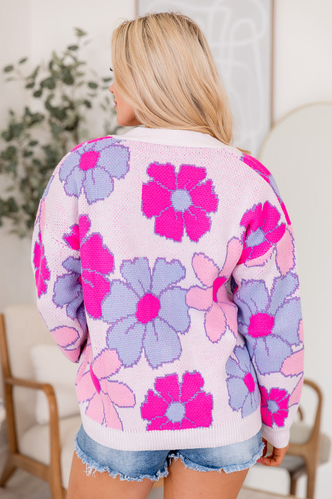 One Last Chance Pink And Purple Floral Cardigan