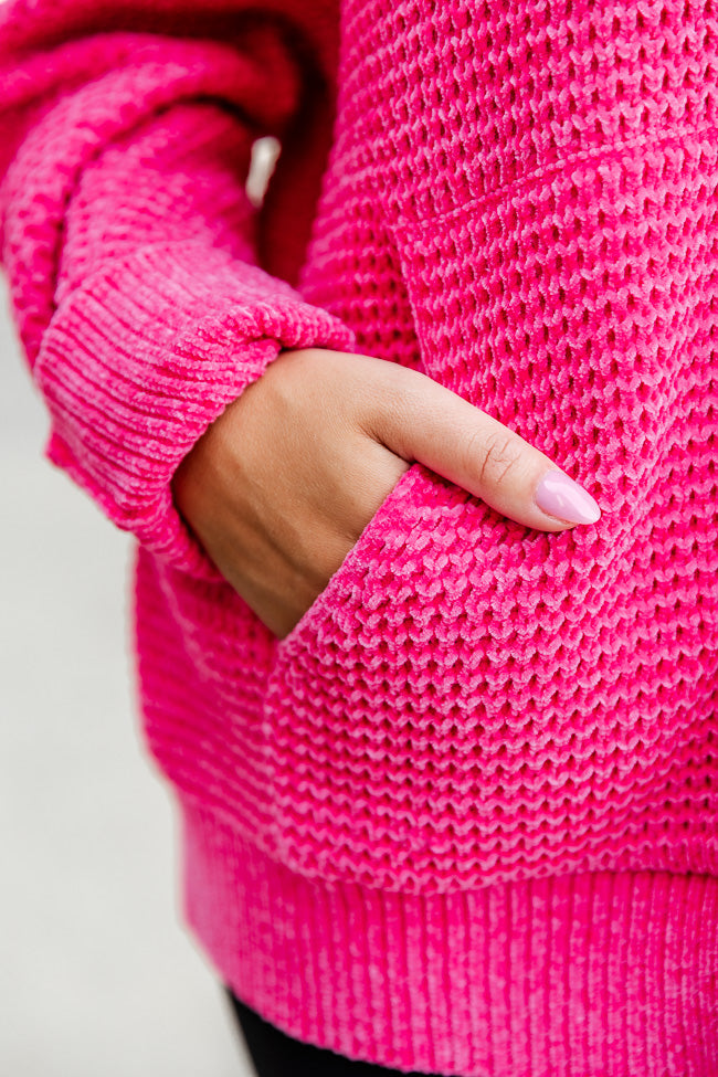 Hot Pink Chenille Sweater Chenille Sweater Pink Deals