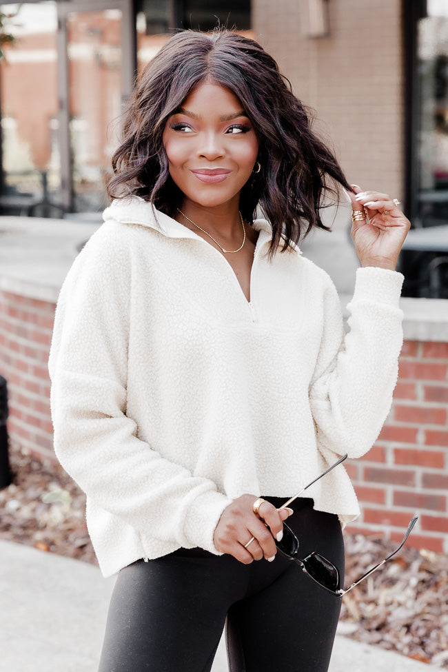 beige quarter zip fleece